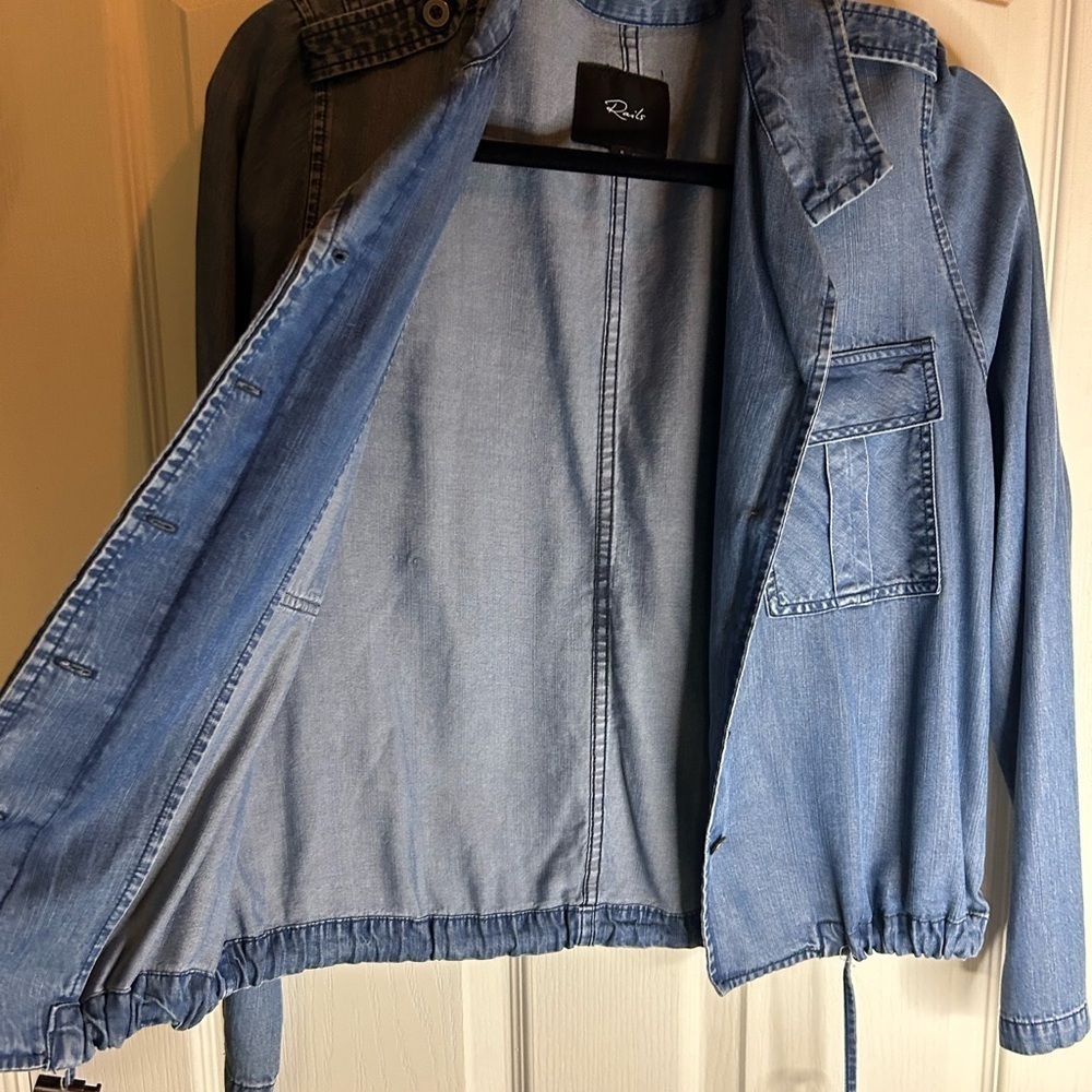 💙”Rails” Maverick Dark Vintage Wash Shacket w/ Hidden Button Front Size S💙 - Picture 7 of 15